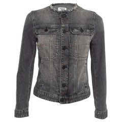 Zadig & Voltaire Grau gewaschene Denim-Jacke mit Knopfleiste XS