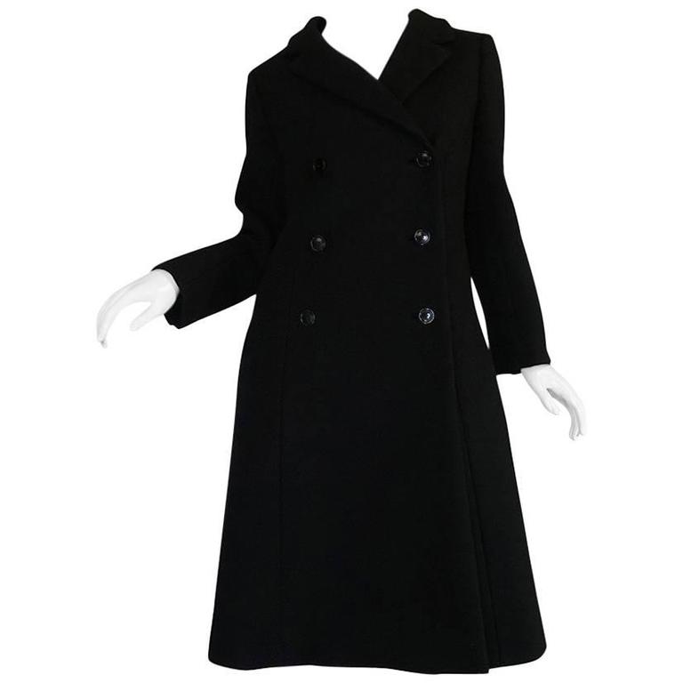 c.1959 Documented Givenchy Haute Couture Black Wool Coat at 1stDibs