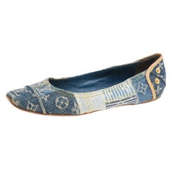 Louis Vuitton Blue Monogram Denim Ballet Flats Size 37