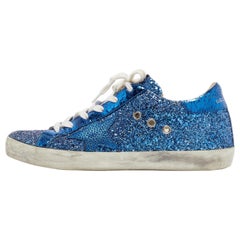 Golden Goose Blue Coarse Glitter Superstar Sneakers Size 38