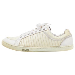 Dolce & Gabbana White Leather and Nylon Low Top Sneakers Size 41
