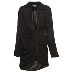 Jacquemus Black Crepe La Robe Bahia Draped Mini Dress M