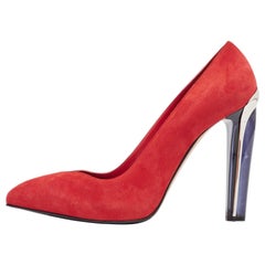 Alexander McQueen Red Suede Pointed Toe Pumps Size 39