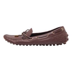 Louis Vuitton Burgundy Leather Gloria Bow Slip On Loafers Size 37