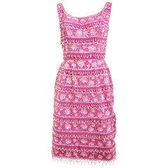 Retro 1950s Gene Shelly Pink Sleeveless Sequins Cocktail Dress