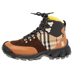 Burberry Multicolor Leather and Suede Tor Hiking Boots Size 36.5