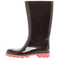 Gucci Black GG Rubber Rain Boots Size 41