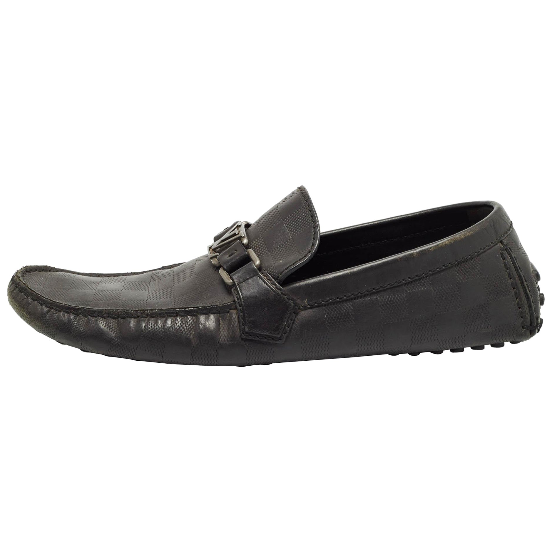 Louis Vuitton Hockenheim Loafers aus schwarzem Leder, Größe 43.5