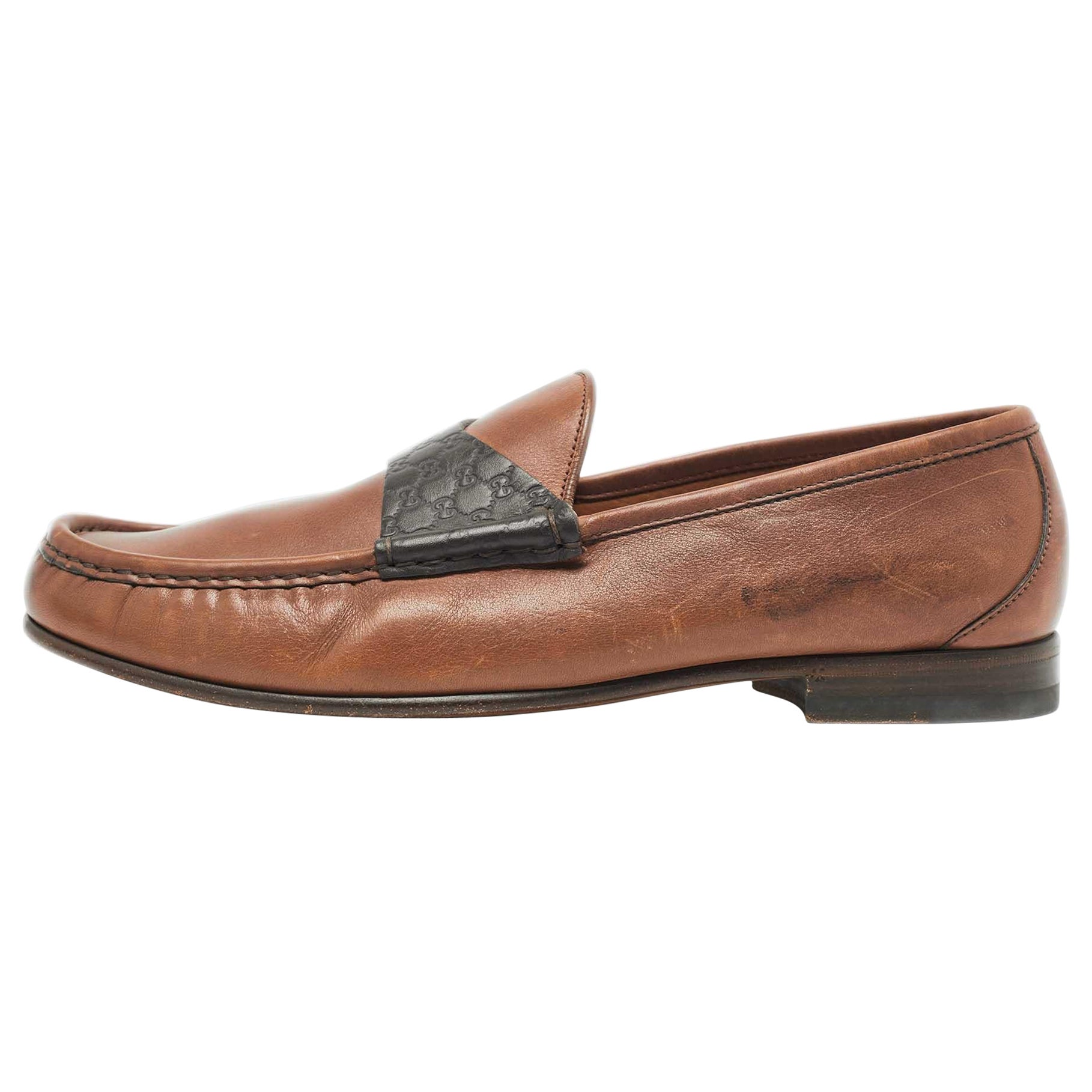 Mocasines Slip On Piel Marrón Gucci Talla 42