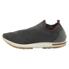 Loro Piana Grey Fabric 360 Flexy Walker Slip On Sneakers Size 43