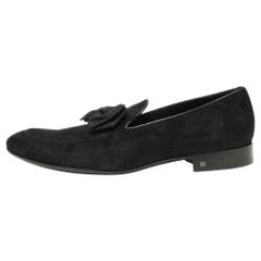 Louis Vuitton Black Suede Tuxedo Bow Smoking Slippers Size 43.5