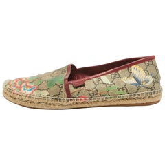 Gucci Multicolor Tian Print GG Supreme Canvas Flat Espadrilles Size 41.5