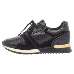 Louis Vuitton Black Leather and Suede Run Away Sneakers Size 39.5
