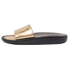 Louis Vuitton Gold Leather Sunbath Flat Slides Size 36