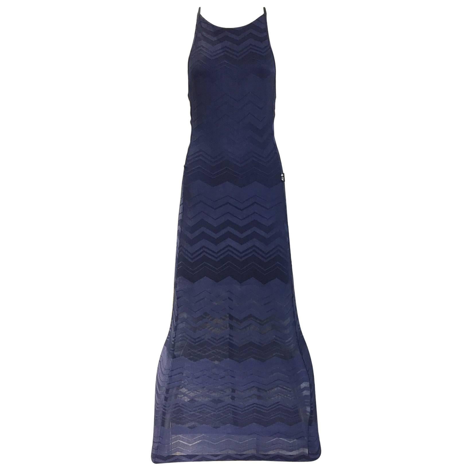 90s Ferre navy blue knit dress For Sale