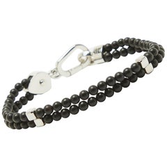 Montblanc Onyx Beads Steel Wrap Me Bracelet