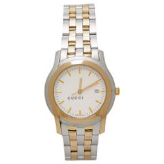 Gucci White Two Tone Stainless Steel 5500XL YA055216 Unisex Wristwatch 38 mm
