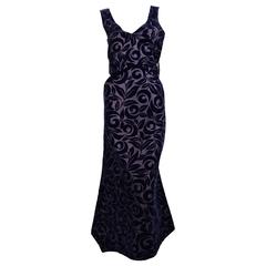 1996 COMME DES GARCONS navy flocked dress