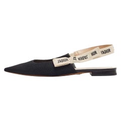 Dior Black Canvas J'Adior Slingback Flat Sandals Size 40