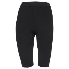 Saint Laurent Black Ribbed Stretch-Knit Shorts S