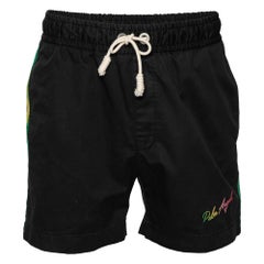 Palm Angels Black Cotton Stripe Trimmed Shorts M