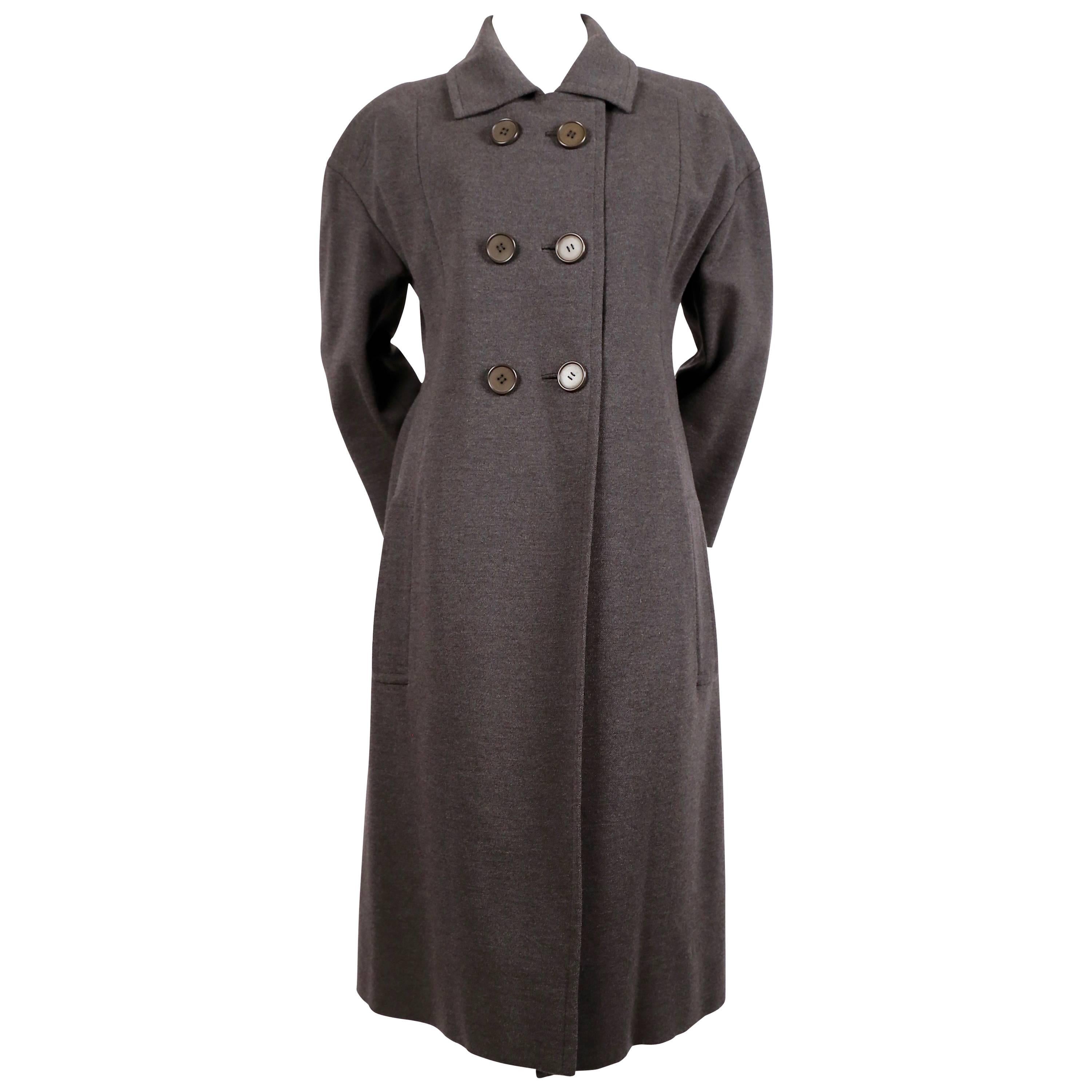 Yves Saint Laurent haute couture charcoal wool coat, 1960s  For Sale