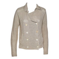 S'Max Mara - Blazer doppiopetto in maglia di lino color crema M.