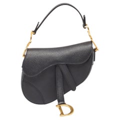 Dior Black Leather Mini Saddle Bag