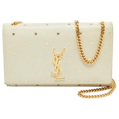 Saint Laurent Cream Leather Medium Kate Star Shoulder Bag