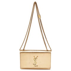 Saint Laurent Gold Leather Small Monogram Kate Chain Bag