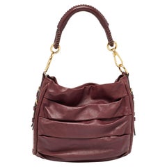 Dior Burgundy Pleated Leather Libertine Hobo