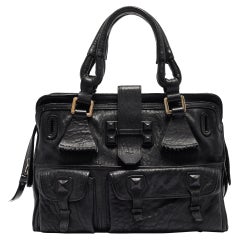 Chloe Black Pebbled Leather Elvire Satchel
