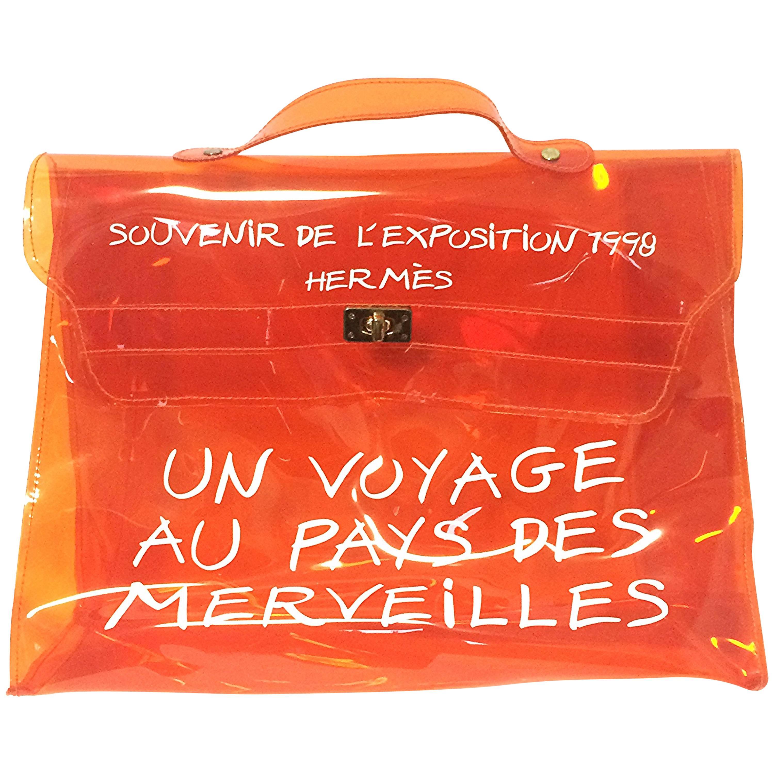 Vintage Hermes a rare clear orange vinyl Kelly bag Japan Limited Edition, 1998.