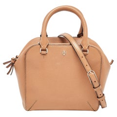 Tory Burch Bolso de piel marrón con cremallera