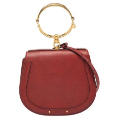 Chloe Red Leather and Suede Medium Nile Bracelet Top Handle Bag