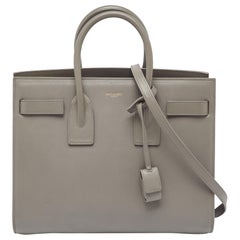 Saint Laurent Tote in pelle grigia piccola Classic Sac De Jour