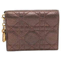 Dior Bronze Cannage Leather Lady Dior Flap Card Case