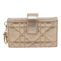Dior Metallic Cannage Leather Lady Dior 5 Gusset Card Holder