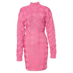 Herve Leger Pink Bandage Weave Mini Dress XS