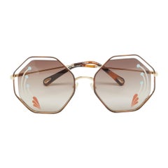 Chloe Brown/Gold Gradient CE132SRI Poppy Geometric Sunglasses