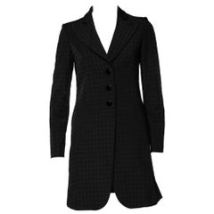 Emporio Armani Black Square Patterned Synthetic Button Front Blazer Coat S