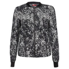 Boss By Hugo Boss Chaqueta bomber arrugada de mezcla de algodón con estampado blanco/negro S