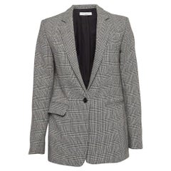 IRO Grey Black/White Checked Cotton Blend Single Breasted Blazer XS