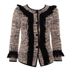 Emporio Armani Mehrfarbige Tweed-Jacke mit Knopfleiste vorne S