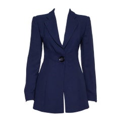 Emporio Armani Marineblauer Blazer aus Krepp mit Knopfleiste und Knopfleiste M