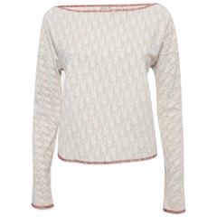 Christian Dior Boutique Beige Monogram Knit Long Sleeve Top M