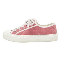 Dior Pink Quilted Canvas and Rubber Walk'n'Dior Low Top Sneakers Size 37