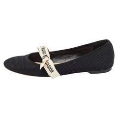 Dior Black Mesh J'Adior Ballet Flats Size 38