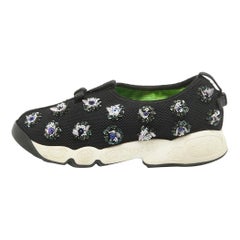 Dior Black Embellished Mesh Fusion Sneakers Size 35.5