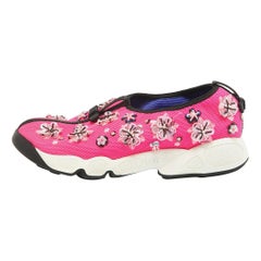 Dior Pink Mesh Fusion Crystal Embellished Sneakers Size 38.5